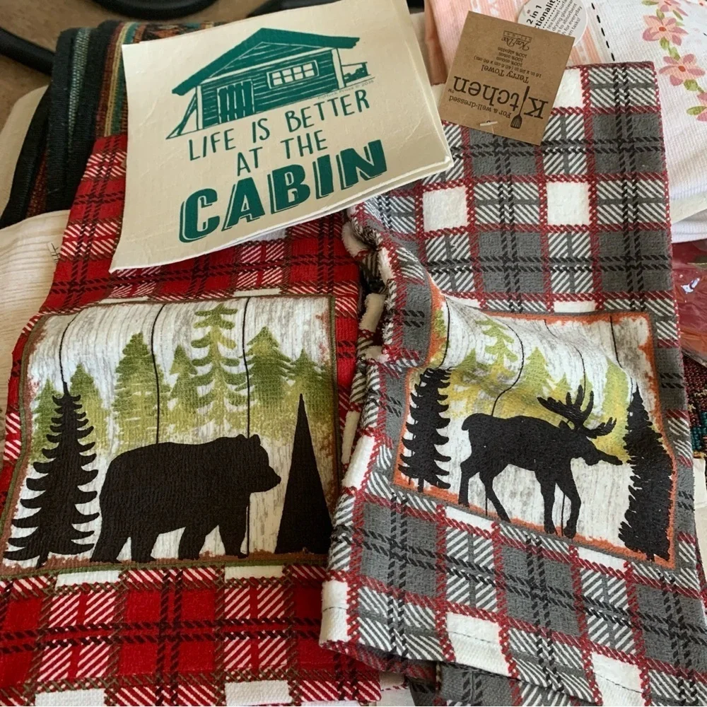 Kay Dee Designs Living Bear, Moose Kitchen Towels! 2 Swedish cabin dish …